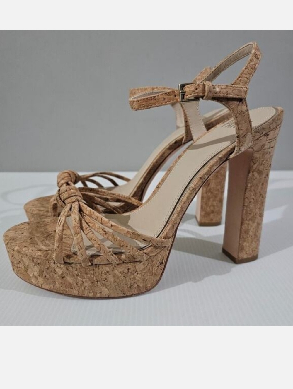 Paige Candice Cork Platform Sandal Womens Size 10 Strappy Chunky Block High Heel